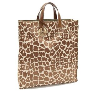 Authentic FENDI Giraffe Print Nylon Fabric Shopper Tote Bag Handbag